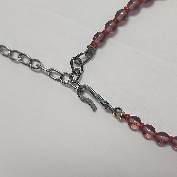 Cinnabar and Jade Pendant Necklace Beaded - Picture 5 of 5